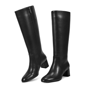 WETKISS Vente en gros d'usine <span class=keywords><strong>Bottes</strong></span> pour femmes à talon bloc bas, style Go-Go classique <span class=keywords><strong>années</strong></span> <span class=keywords><strong>70</strong></span>, à bout rond, en PU noir, hauteur genou, avec fermeture éclair - Product Image 4