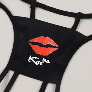 Vente en gros de sous-vêtements pour femmes, taille basse, mature, sans couture, imprimé lèvres, bikinis, strings, culottes, ODM, uni, teint, tricoté - Product Image 3