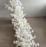J-FR086 Vente en gros de chemin de table artificiel bleu pour décoration de mariage, chemin de table en fleurs de soie, chemin de table de mariage, décoration florale