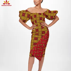 新款时尚露肩连衣裙女士非洲卡拉传统连衣裙，时尚连衣裙