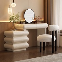 Table de toilette minimaliste en bois massif avec miroir intégré, table de chevet et commodes à tiroirs – Conception durable et écologique – Vente en gros OEM personnalisée