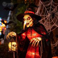 Solutions d'éclairage d'Halloween : Ensemble de lanternes de festival en forme de baguette de sorcière et de crâne pour parcs, sites touristiques et festivals de lumières.