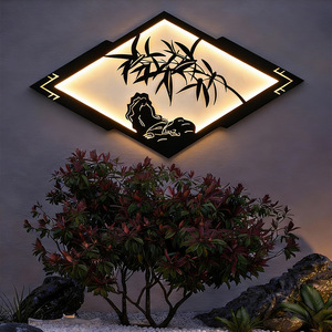 Lampe murale en bambou et pierre Xinda Optoelectronics 102x58cm LED, nouveau style chinois, éclairage extérieur pour entrée - Product Image 3