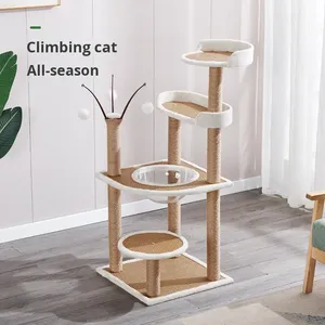 Pet One-Stop Solution Large <b>Cat</b> Tree High Quality Modern Natural <b>Plush</b> Scratching - Product Image 1