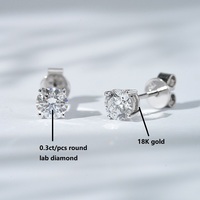 Pendientes de Diamantes con Corte Brillante Cultivados en Laboratorio Starsgem, Oro Blanco de 18K, Diamantes Sueltos de 0.3-0.36ct, Certificados por IGI