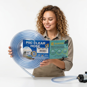 สายยางใส PVC ยืดหยุ่นได้ ยี่ห้อ KARYON พร้อมหัวฉีดพ่นน้ำ ขนาด 3.2-25 มม. x 30 ม. สำหรับรดน้ำสวนและใช้งานกลางแจ้ง - Product Image 1