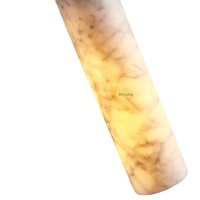 Lustre LED japonais Wabi Sabi en forme de longue bande, marbre naturel, hauteur réglable, crème, luminaire suspendu vintage pour salle à manger