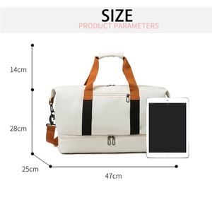 Custom Logo Women Canvas Gym Fitness Duffel <strong>Bag</strong> Travel Tote Shoes <strong>Compartment</strong> Carry-On Luggage Gym <strong>Bag</strong> - Product Image 2