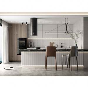 Meubles de cuisine modulaires au design moderne, finition stratifiée en noyer noir à grain de bois, finition laquée ou PVC, vente chaude - Product Image 2