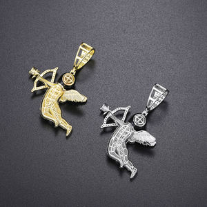 Collar de Plata Esterlina 925 para Hombre con Colgante de Cupido Ángel con Máscara Negra y Flecha de Eros, Moissanita D VVS, Joyería Iced Out de Hip Hop para Regalo - Product Image 4