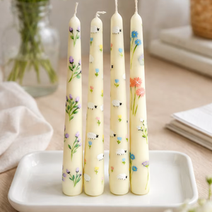 Garden Blossom Handcrafted Soy & Paraffin Wax Smokeless Taper <b>Candle</b> Set of 4 for Christmas Easter <b>Winter</b> Celebrations - Product Image 2