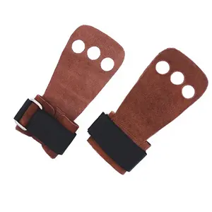 De gros gym main gants support de poignet-10 gants de Fitness en cuir, pour lever de poids, accessoire de gymnastique, 3 trous, prise de main