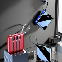 Haute capacité 10000mah batterie externe lumière LED 18650 batterie affichage de Charge rapide appareils mobiles universels portables câbles intégrés