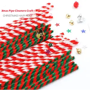 2023 arts and craft New Style Xmas chenille stems craft pipe cleaners soft fuzzy sticks chenille stem for DIY craft