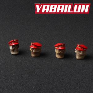 Chapeau <span class=keywords><strong>militaire</strong></span> de diable de roue de Modification de résine de crâne coloré rouge pour la fabrication de collier - Product Image 4