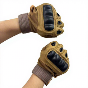 Gants tactiques mi-doigts vert olive en néoprène et nylon antidérapants avec sangle de poignet réglable pour la chasse et le tir en extérieur unisexe - Product Image 3
