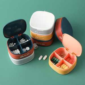 Pill Organizer 4 Compartment Waterproof Cute Small Pill Box Medical Organizer Tablet Box for Vitamins, Fish Oil, Supplements