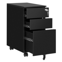 Armoire en acier ignifuge noire 3 tiroirs bureau hôpital classement stockage armoires en acier classeurs de bureau