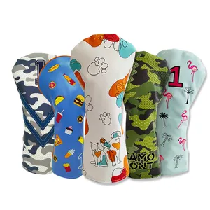 Bán buôn Golf Head Bìa tùy chỉnh thêu logo PU da Golf Câu lạc bộ điều khiển Golf headcovers