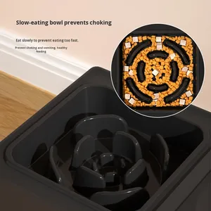 Mangkuk anjing pengumpan lambat yang ditinggikan 2-in-1 tanpa tumpahan mangkuk air anjing tinggi dapat disesuaikan anti selip mangkuk makanan dan air anjing - Product Image 2
