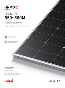 Nuevo Modelo LR5-72HTD Longi Solar Himo6, Paneles Solares Bifaciales de Doble Vidrio M10 de 182 mm, Celdas Divididas, 560w 570w 580w, Precio al por Mayor - Product Image 2