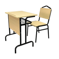 Ensemble Chaise et Bureau Scolaire Moderne et Durable Écologique avec Cadre Métallique, Panier de Rangement, Mobilier de Classe pour Enfants