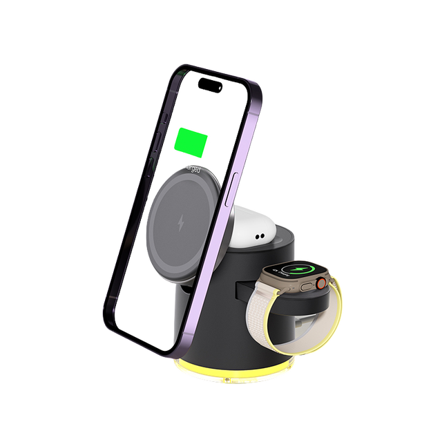 Trending Products 2025 New Arrivals 15W Fast Charging Wireless Charger Phone Earphones Smart Watch Stand for Office and Home