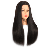 Tête de mannequin en cheveux humains 100% épais pour le tressage et les chignons, outil de pratique professionnel pour coiffeurs
