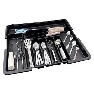 Expandable Cutlery Organiser Household Portable Telescopic <b>Storage</b> Tray Utensil Holder Cutlery Tray Shelves for Kitchen <b>Drawer</b> - Product Image 3