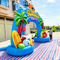 Arche d'entrée gonflable personnalisée pour fête d'été avec décorations tropicales pour festivals, fêtes au bord de la piscine et événements en plein air
