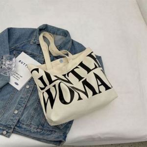 Fashion <b>Canvas</b> Tote Bag Large Capacity Letter Print Single Shoulder Shopping Handbag All Seasons - Product Image 6