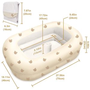Baignoire gonflable pour bébé, pliable, portable, imprimé ours, pour nourrissons et jeunes enfants - Product Image 4