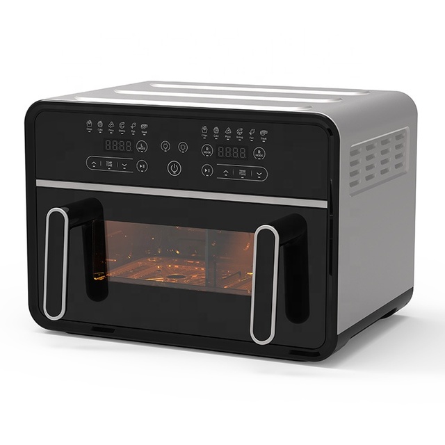 Dual Basket Double 6.5L+3.5L Oil-Free Non-Stick Basket Visible Window Electric Air Fryer with Dual Basket