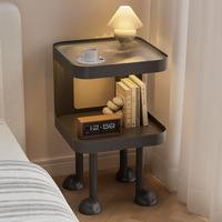 Nouvelle table d'appoint en verre trempé de style ouvert, en fer forgé, moderne et minimaliste, table de chevet, armoire de rangement pour chambre à coucher et salon, table basse