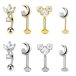 Anneau de nombril Gaby Titanium G23 à filetage interne avec zircone marquise F136 plaqué or - Bijou de piercing - Cadeau - Product Image 3