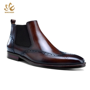 Meilleure vente nouveau chic style Européen mode hommes <span class=keywords><strong>chelsea</strong></span> en cuir véritable <span class=keywords><strong>noir</strong></span> bottes hommes - Product Image 2