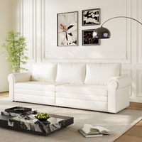 Canapé-lit Chesterfield 3-en-1 en similicuir, convertible multifonctionnel, prix d'usine