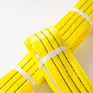 Tali Traksi Pengangkat Fleksibel Sling Anyaman Datar Kuning untuk Truk Derek atau Ringan