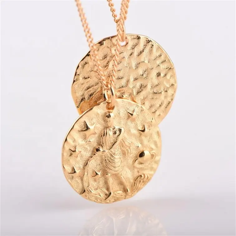 MoyaMiya 925 sterling silver 18k gold plated Zodiac Coin Choker Necklace Astrology Jewelry necklace