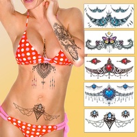 Autocollants de tatouage corporel temporaires imperméables de haute qualité en gros, tatouages sexy pour la taille