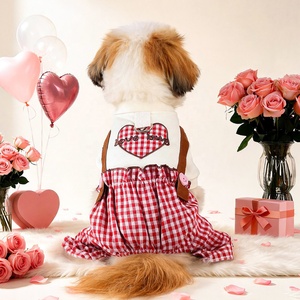 Sevgililer Günü Ekose Kalp Desenli Çift Kıyafetleri Sevimli Eşleşen Köpek Kedi Giysileri Tatil Partisi Kostümü - Product Image 3