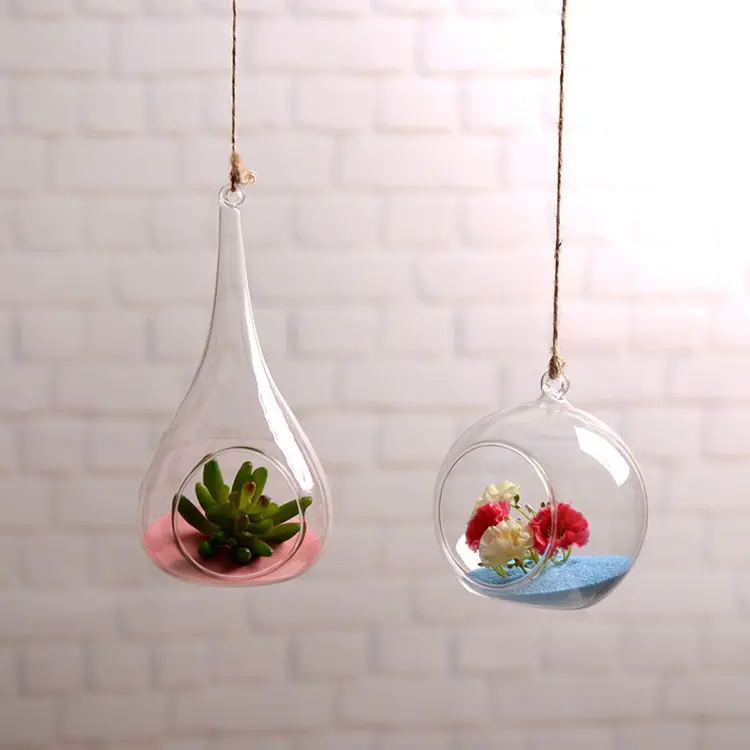 Ball Shape Clear Glass Flower Vase Hydroponic Globe Hanging Glass Terrarium