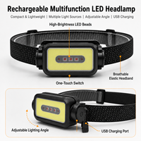 Lampe frontale LED COB à détecteur de mouvement K352, lumière auxiliaire rouge, bandeau réglable, batterie au lithium rechargeable, IPX4 pour le camping