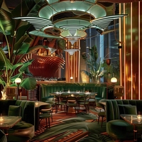 Meubles de bar et de restaurant de luxe, ensemble de table et de chaises de restaurant en velours vert, sièges de banquette de café, banquette VIP