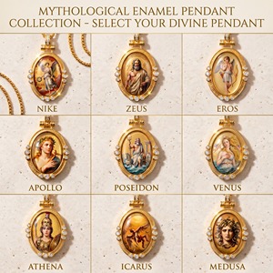 Collana con Ciondolo Classico Gufo Atena della Saggezza, in Ottone Placcato Oro, con Moneta, Smalto a Mano e Zirconi, Amuleto Talismano, <span class=keywords><strong>Prezzo</strong></span> di Fabbrica - Product Image 5