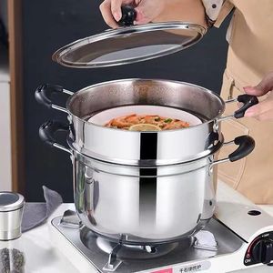 หม้อนึ่งสแตนเลสสามชั้นหนาพิเศษอเนกประสงค์ หม้อซุปสองชั้นพร้อมฝาปิดสำหรับทำอาหารในครัว - Product Image 2