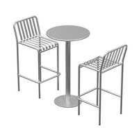 Ensemble table et chaises de bar en métal de style industriel à pieds hauts pour l'extérieur, idéal pour café, hôtel, jardin, bar
