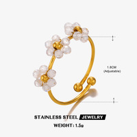 Cincin Bunga Zirkon Gaya Sederhana Bahan Stainless Steel, Desain Unik Eropa dan Amerika, Populer, Cocok untuk Semua Gaya, untuk Wanita