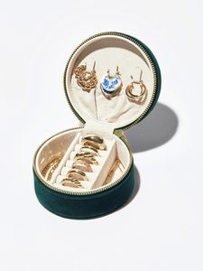 Boîte cadeau de Noël en velours vert avec fermeture éclair, logo personnalisé, ronde, pour filles, 7 ensembles de bijoux, emballage pour femmes - Product Image 3