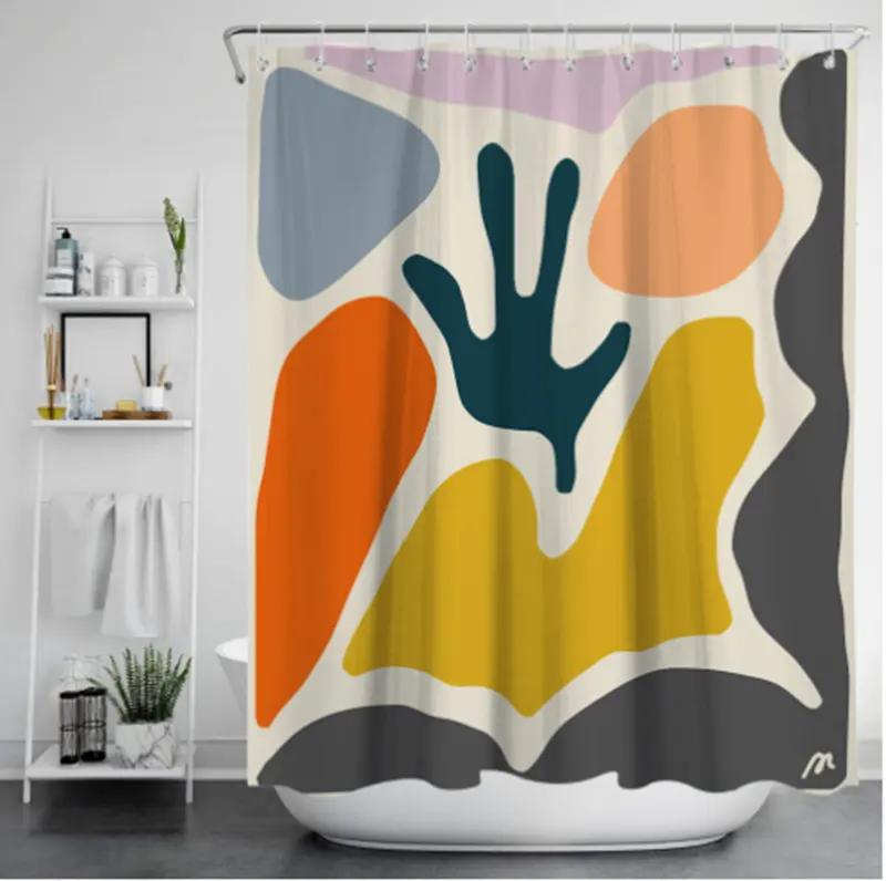 Newly Launched Waterproof Dacron Korea Small Fresh Color Shower Curtain Bathroom